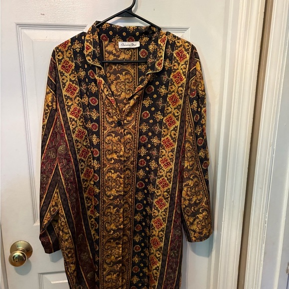Women's Multicolor Patterned silk sleep ahirt - Picture 1 of 2